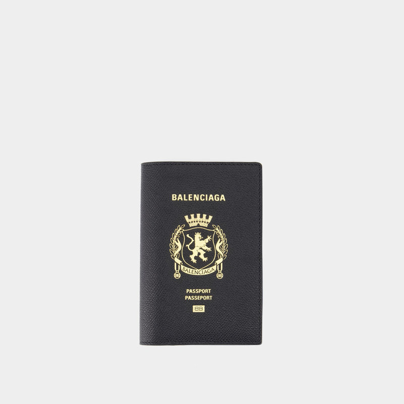 Passport Holder - Balenciaga - Leather - Black