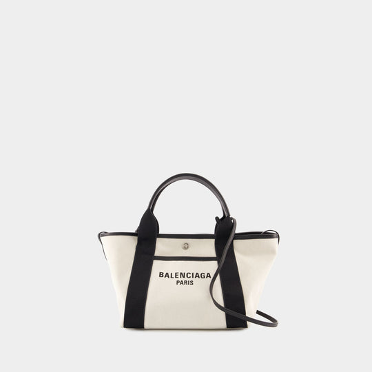 Navy Revamp Small Shopper Bag - Balenciaga - Cotton - White
