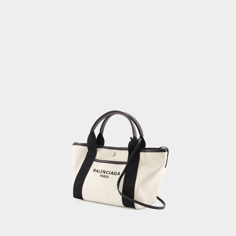 【関税&送料込み】Balenciaga Navy Revamp Small Shopper Bag Navy Revamp Small Shopper Bag - Balenciaga - Cotton - White
