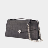 Skull Top Handle Clutch - Alexander McQueen - Leather - Black
