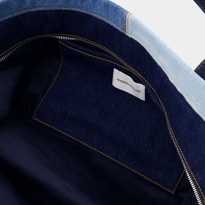 Fox Head Weekender Shopper Bag - Maison Kitsune - Denim - Blue