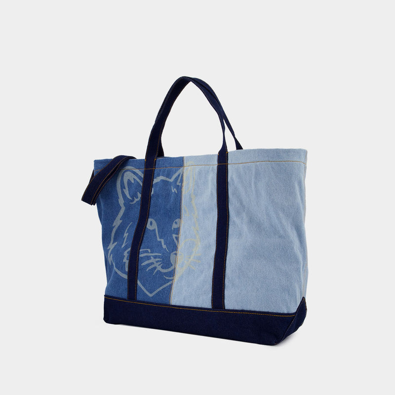 Fox Head Weekender Shopper Bag - Maison Kitsune - Denim - Blue