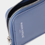 Boogie Long Zipped Card Holder - Maison Kitsune - Leather - Blue