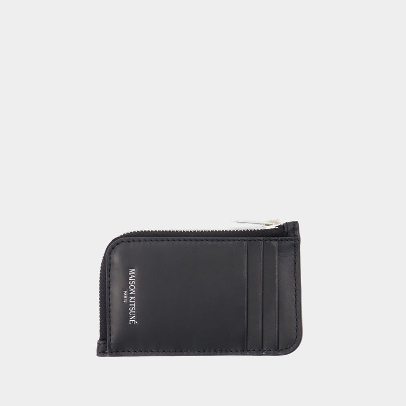 Boogie Long Zipped Card Holder - Maison Kitsune - Leather - Black