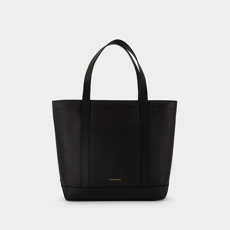 Fox Head Medium Shopper Bag - Maison Kitsune - Leather - Black