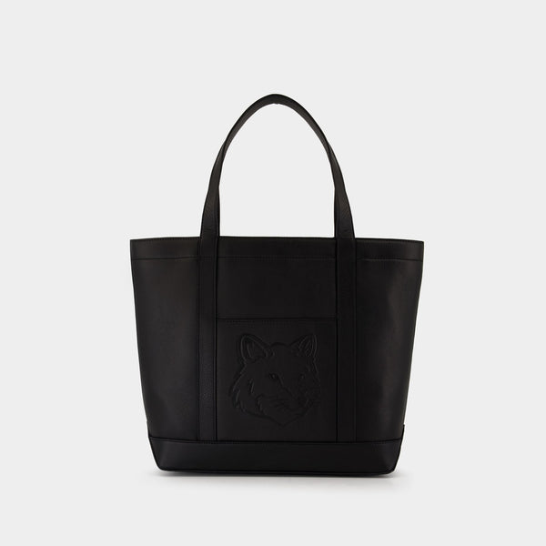 Fox Head Medium Shopper Bag - Maison Kitsune - Leather - Black