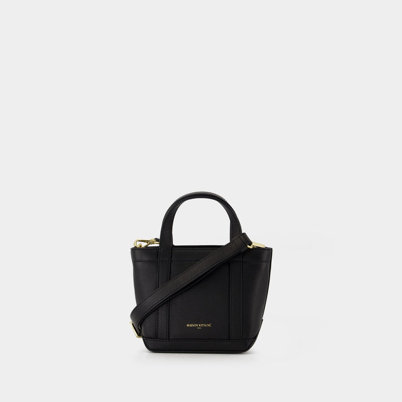 Fox Head Mini Shopping Bag - Maison Kitsune - Leather - Black