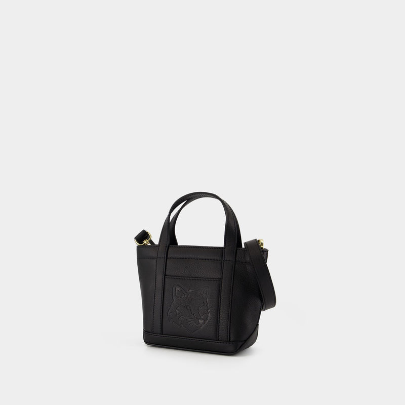 Fox Head Mini Shopping Bag - Maison Kitsune - Leather - Black