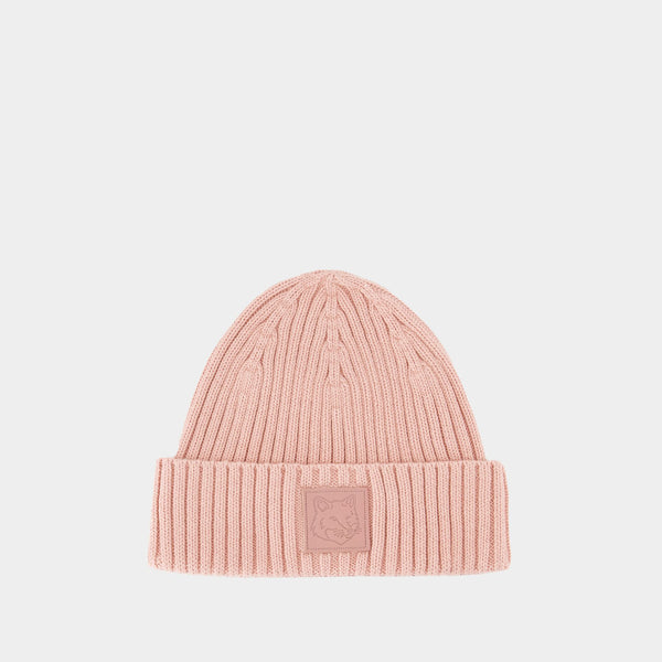Bold Fox Head Beanie - Maison Kitsune - Cotton - Pink