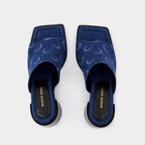 Regenerated Deadstock Slides - Marine Serre - Cotton - Blue Laser