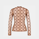 Moonogram Ls Highneck T-Shirt - Marine Serre - Synthetic - Brown