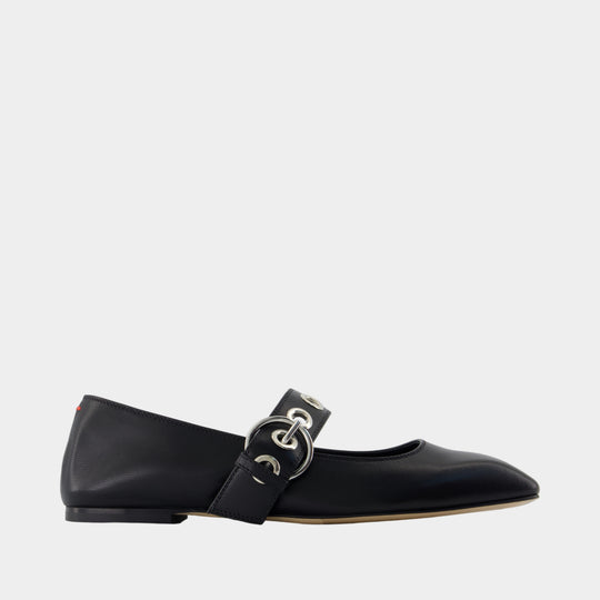 Uma Eyelet Ballerinas - Aeyde - Leather - Black