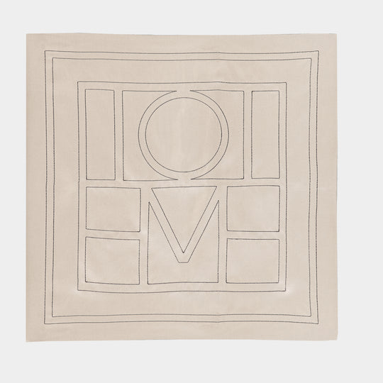 Embroidered Monogram Scarf - TOTEME - Silk - Beige