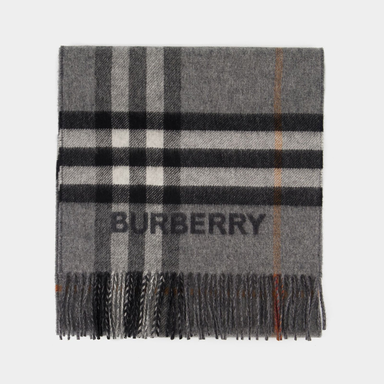 Mu Giant Check Scarf - Burberry - Wool - Grey