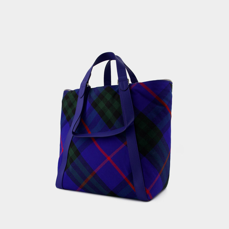 Medium Shopper Bag - Burberry - Synthetic - Blue