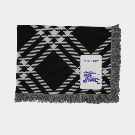 Tri Bar Scarf - Burberry - Wool - Black