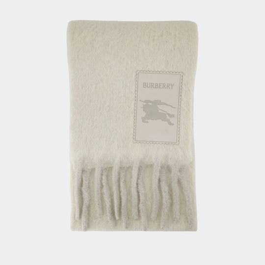 Mu Brushed Scarf - Burberry - Wool - White