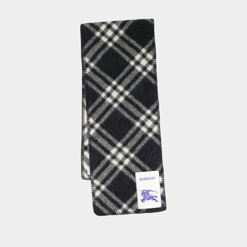 Mu Tri Bar Check Scarf - Burberry - Wool - Black