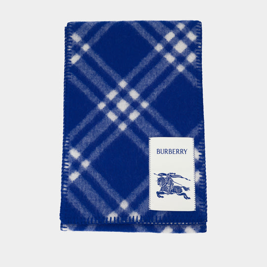 Mu Tri Bar Check Scarf - Burberry - Wool - Blue