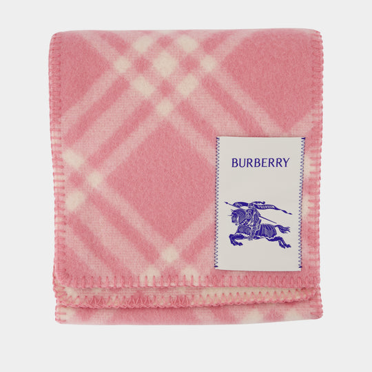 Mu Tri Bar Check Scarf - Burberry - Wool - Pink