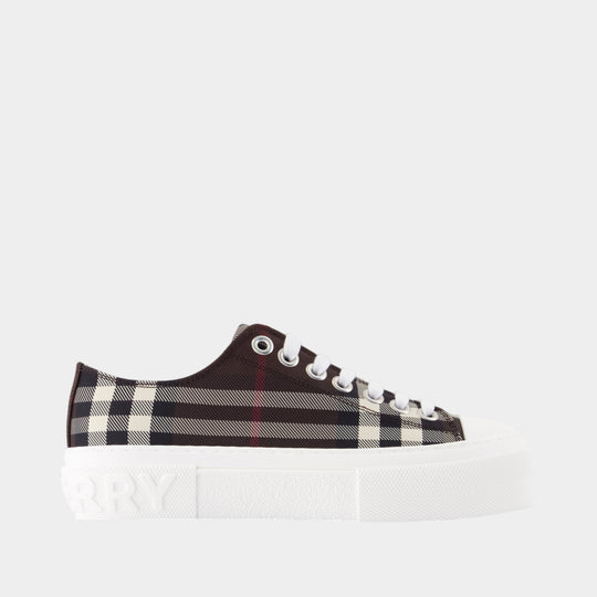 Jack Large Check Sneakers - Burberry - Nylon - Brown