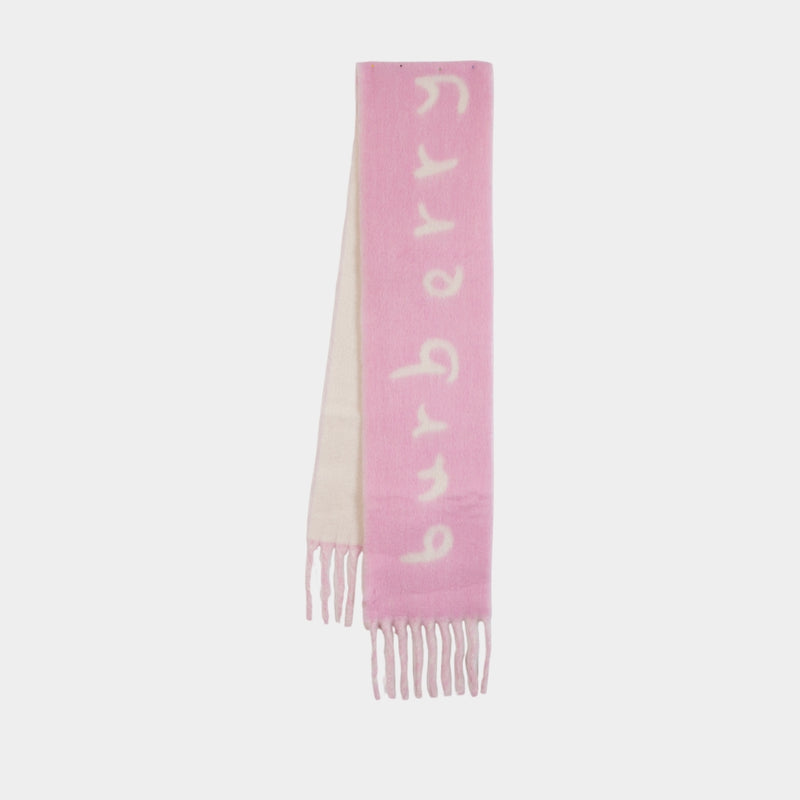 Mu Text Scarf - Burberry - Wool - Pink