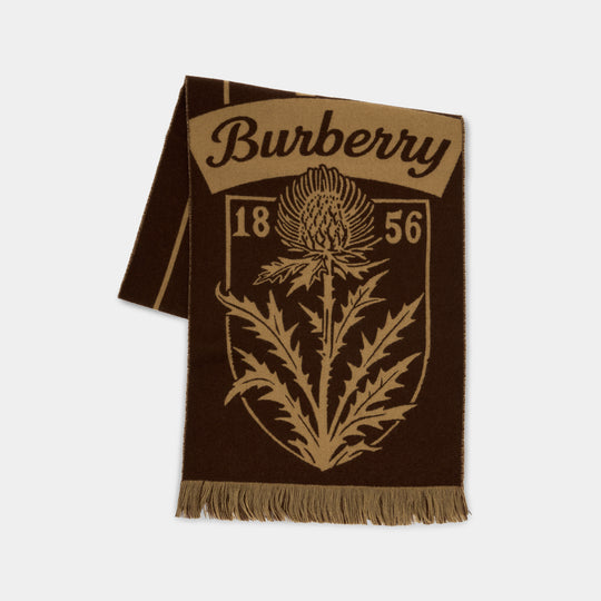 Mu Thistle Football Scarf - Burberry - Wool - Burgundy