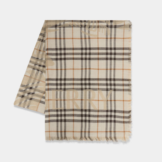 Mu Ekd Check Scarf - Burberry - Wool - White