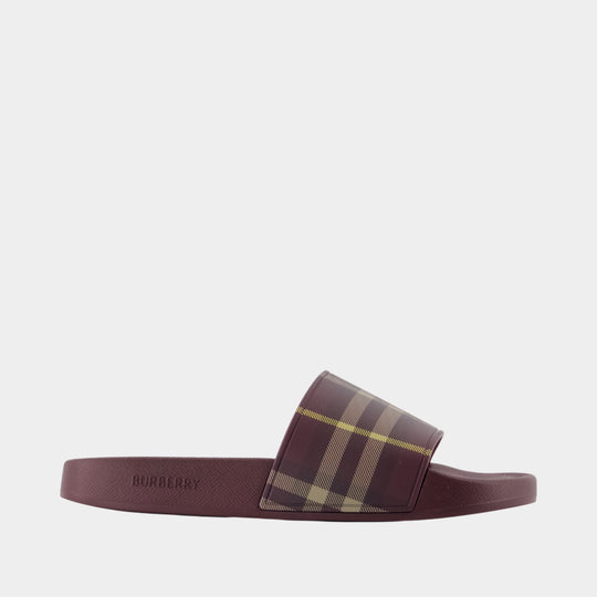 Furley Large Check Sandals - Burberry - Synthetic - Burgundy