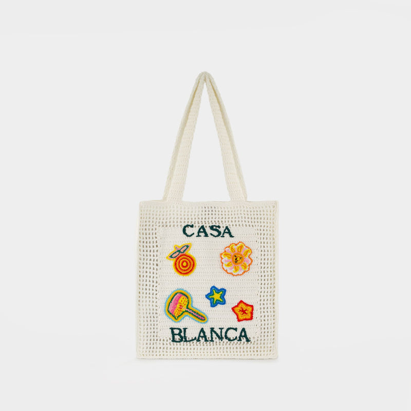 Large Crochet Shopper Bag - Casablanca - Cotton - White
