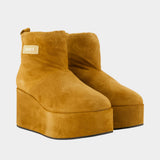Shearling Wedge Boots - Coperni - Leather - Brown