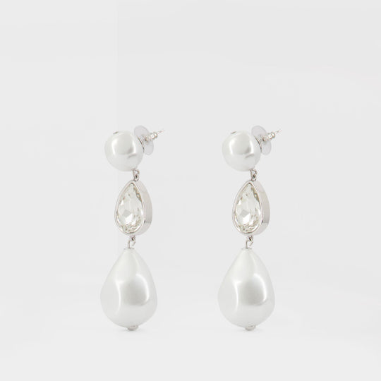 Pearl Crystal Droplet Earrings - SELF PORTRAIT - Others - White