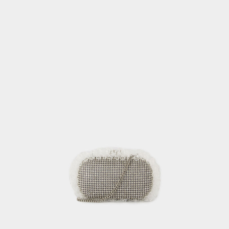 Crystal Lace Detail Clutch - SELF PORTRAIT - Synthetic - Silver