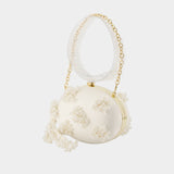 Floral Beaded Oval Clutch - SELF PORTRAIT - Synthetic - Ivory