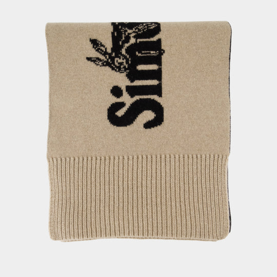 Beaded Logo Scarf - Simone Rocha - Wool - Beige