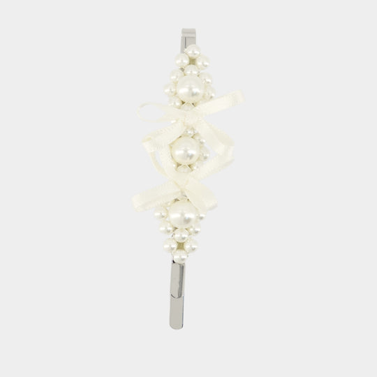 Petite Bow Hair Clip - Simone Rocha - Pearl - White