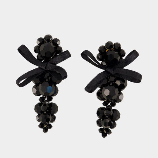 Petite Bow Earrings - Simone Rocha - Crystal - Black