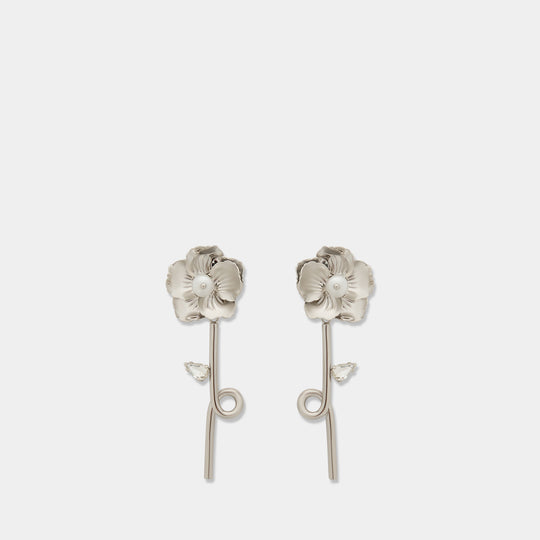 Blooming Poppy Drip Earrings - Simone Rocha - Metal - Silver