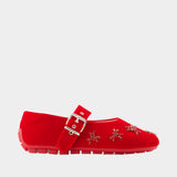 Mary Jane Turbo Emb Ballerinas  - Simone Rocha - Synthetic - Red