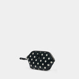 Printed Coin Purse - Ganni - Leather - Black