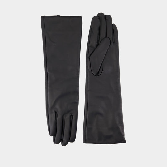 Sapolette Gloves - Samsoe Samsoe - Leather - Black