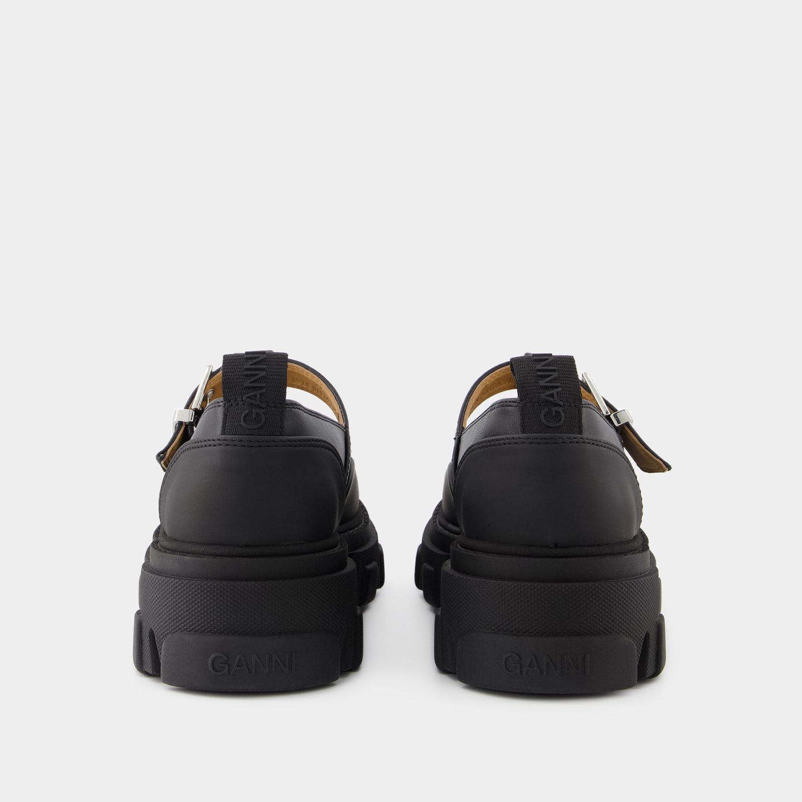 フラットシューズ Cleated Mary Jane Loafers - Ganni - Synthetic Leather - Blac Cleated Mary Jane Loafers - Ganni - Synthetic Leather - Black