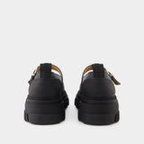 Cleated Mary Jane Loafers - Ganni - Synthetic Leather - Black