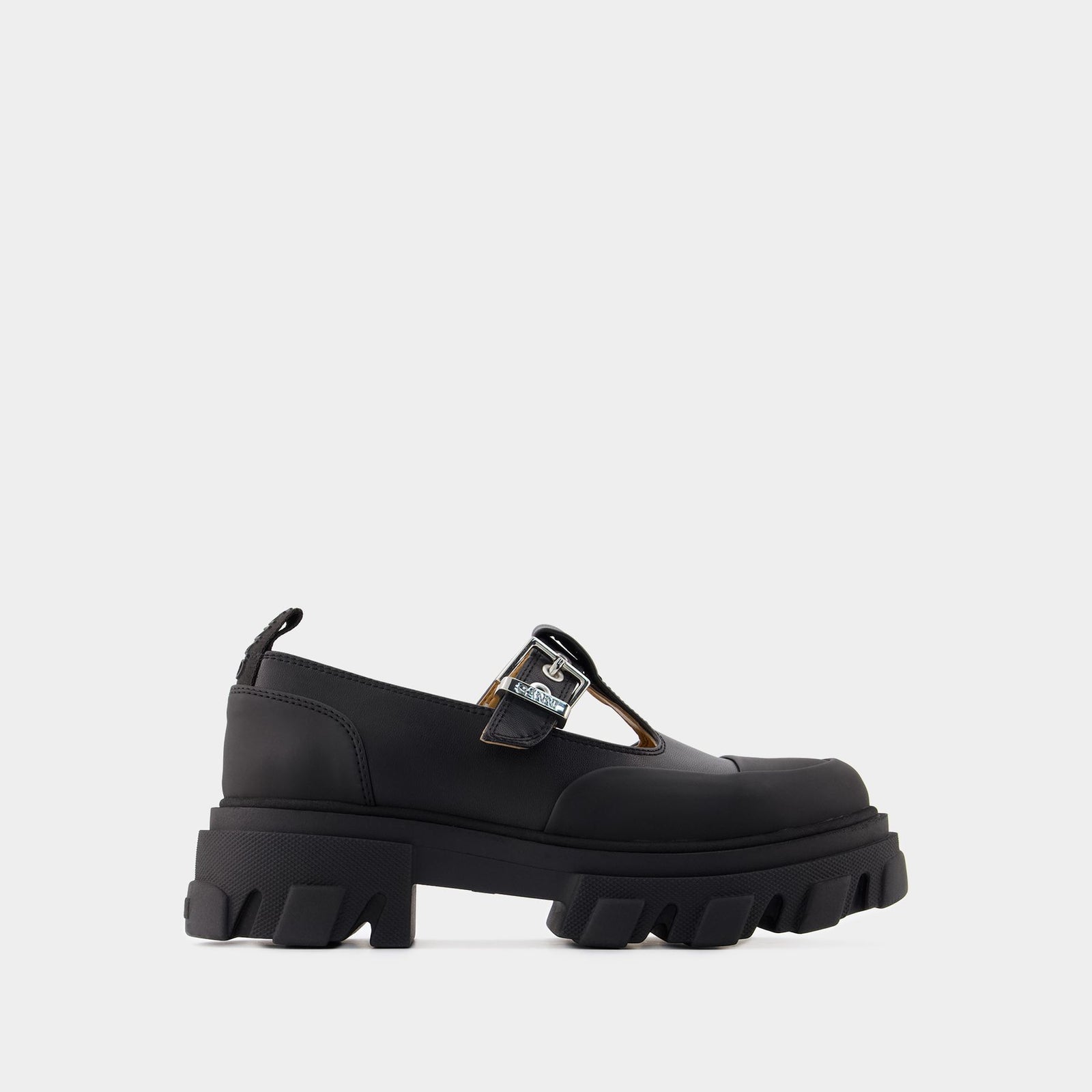 フラットシューズ Cleated Mary Jane Loafers - Ganni - Synthetic Leather - Blac Cleated Mary Jane Loafers - Ganni - Synthetic Leather - Black
