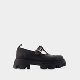 Cleated Mary Jane Loafers - Ganni - Synthetic Leather - Black