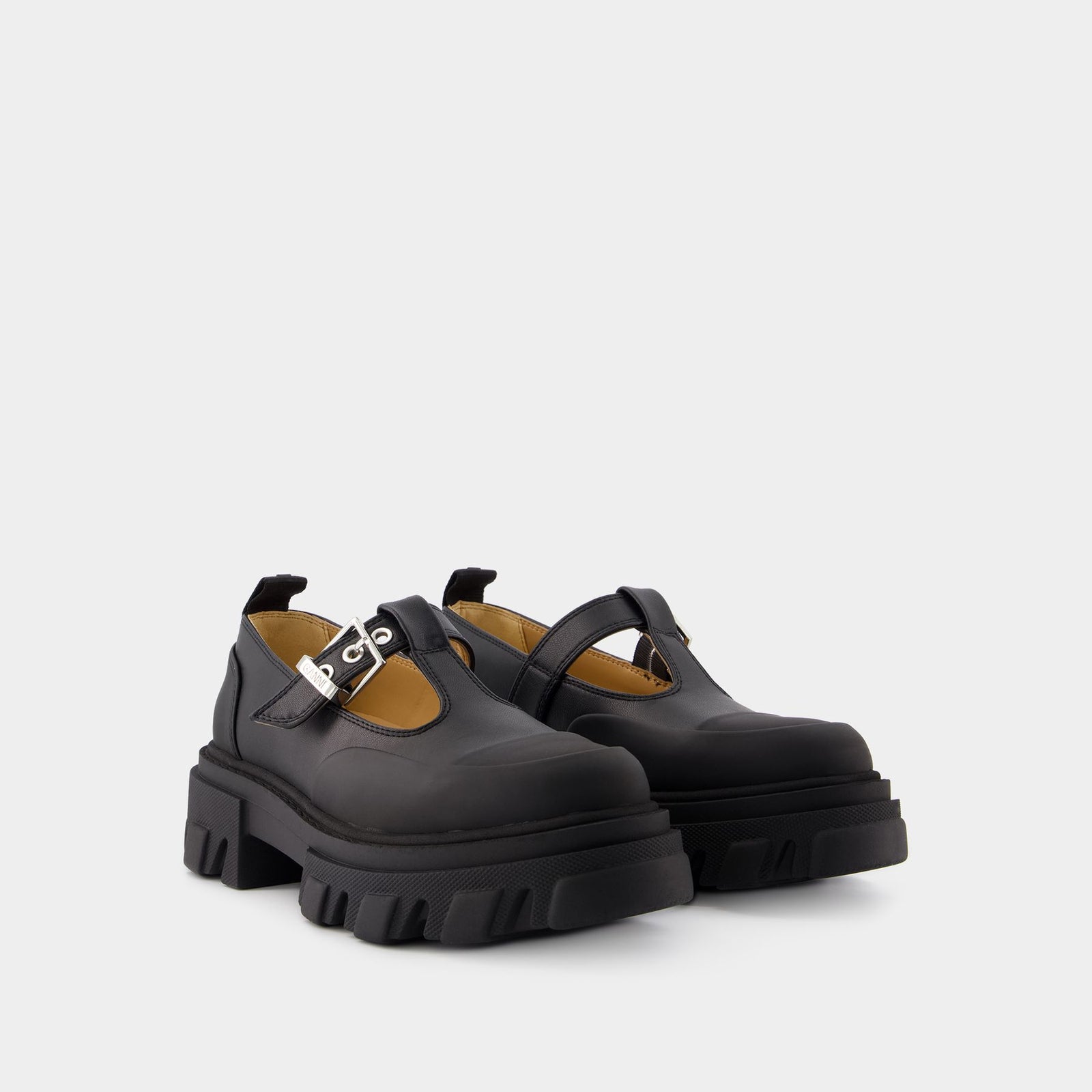 GANNI Cleated Mary Jane ガニー ローファー 靴 Cleated Mary Jane Loafers - Ganni - Synthetic Leather - Black