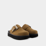 Feminine Buckle Slides - Ganni - Synthetic - Chocolate Fondant