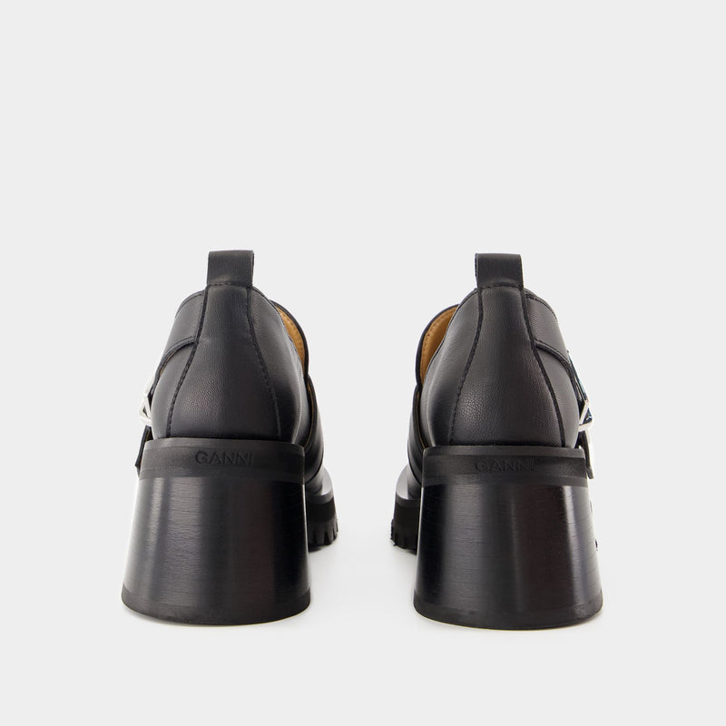 Feminine Loafers - Ganni - Leather - Black