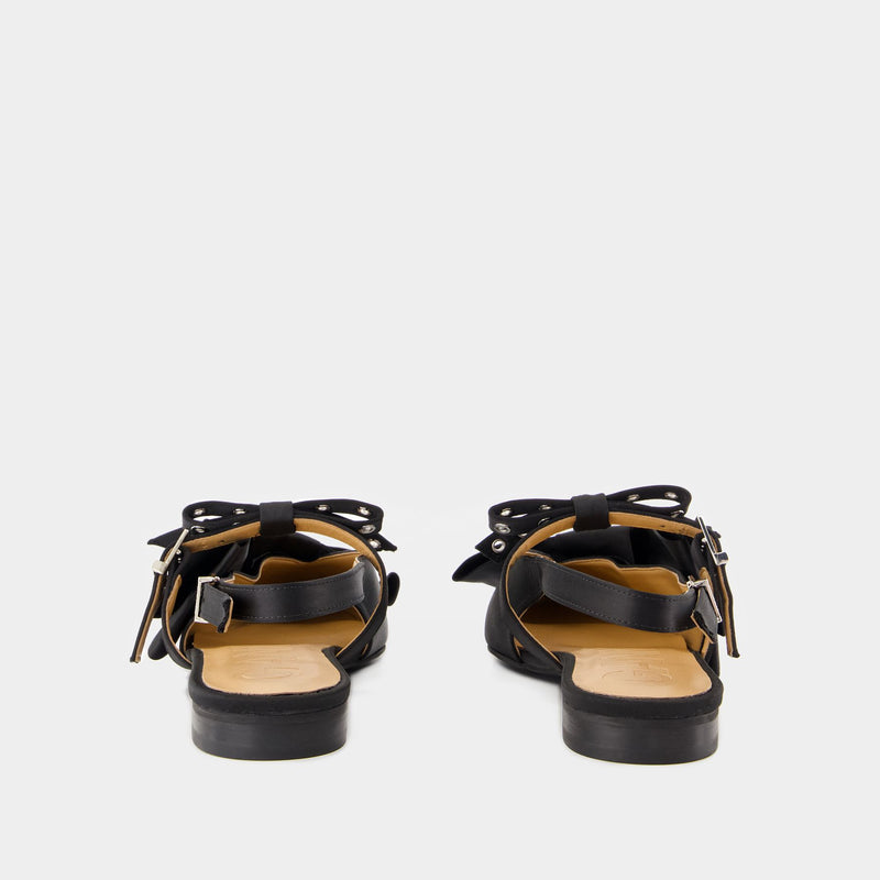 Big Bow Ballerinas - Ganni - Synthetic - Black