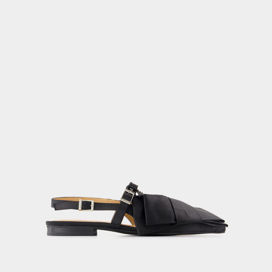 Big Bow Ballerinas - Ganni - Synthetic - Black
